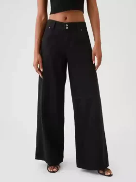 Jeans baggy ultra-doux à taille mi-haute