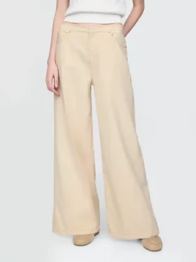 Jeans baggy ultra-doux à taille mi-haute