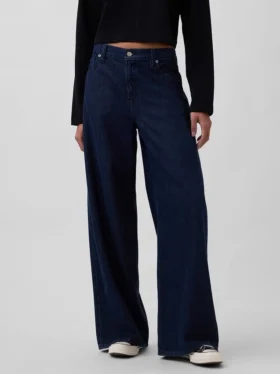 Jeans baggy ultra-doux à taille mi-haute