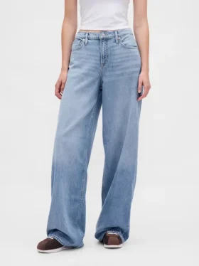 Jeans baggy ultra-doux à taille mi-haute