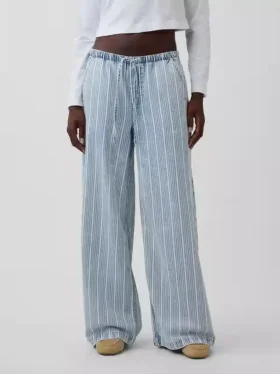 Jeans baggy ultra-doux à taille mi-haute