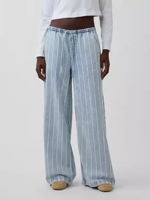 Jeans baggy ultra-doux à taille mi-haute