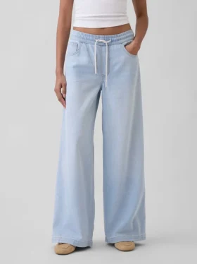 Jeans baggy ultra-doux à taille mi-haute