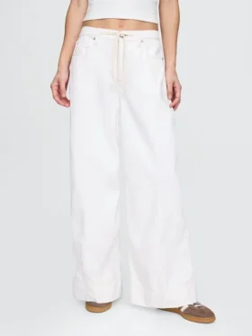 Jeans baggy ultra-doux à taille mi-haute
