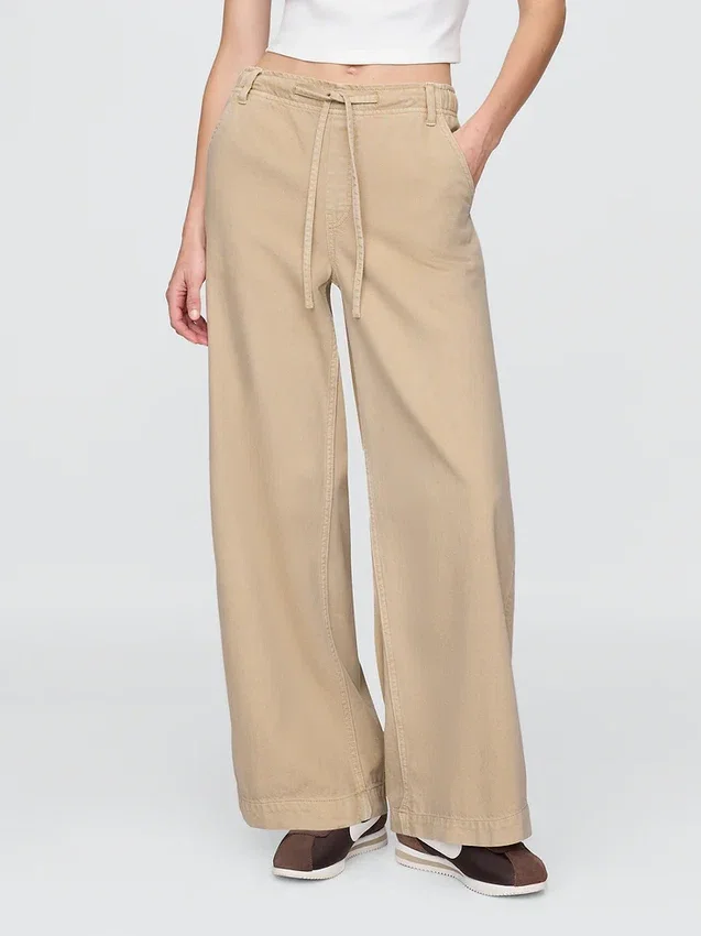 Jeans baggy ultra-doux à taille mi-haute