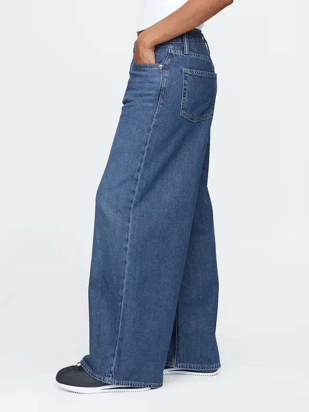 Jeans baggy ultra-doux à taille mi-haute