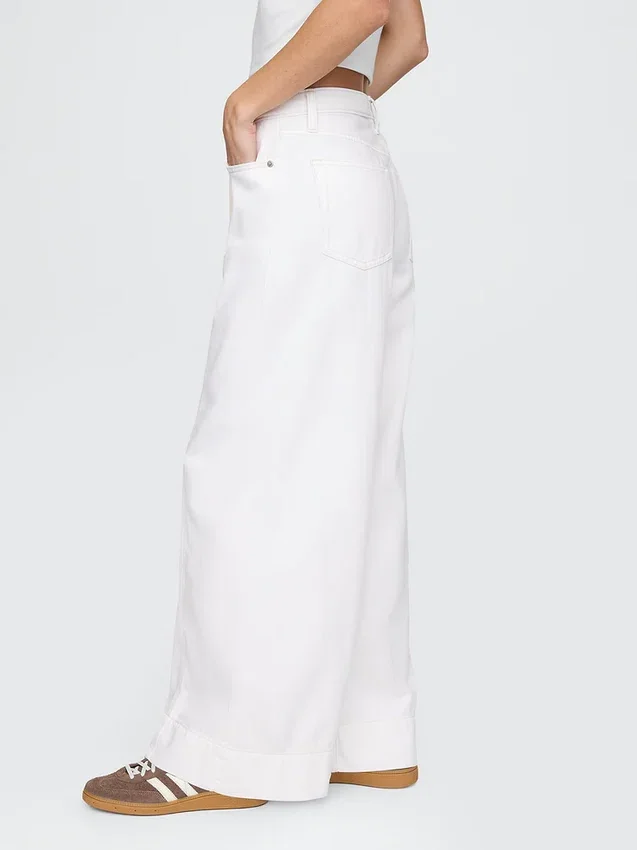 Jeans baggy ultra-doux à taille mi-haute