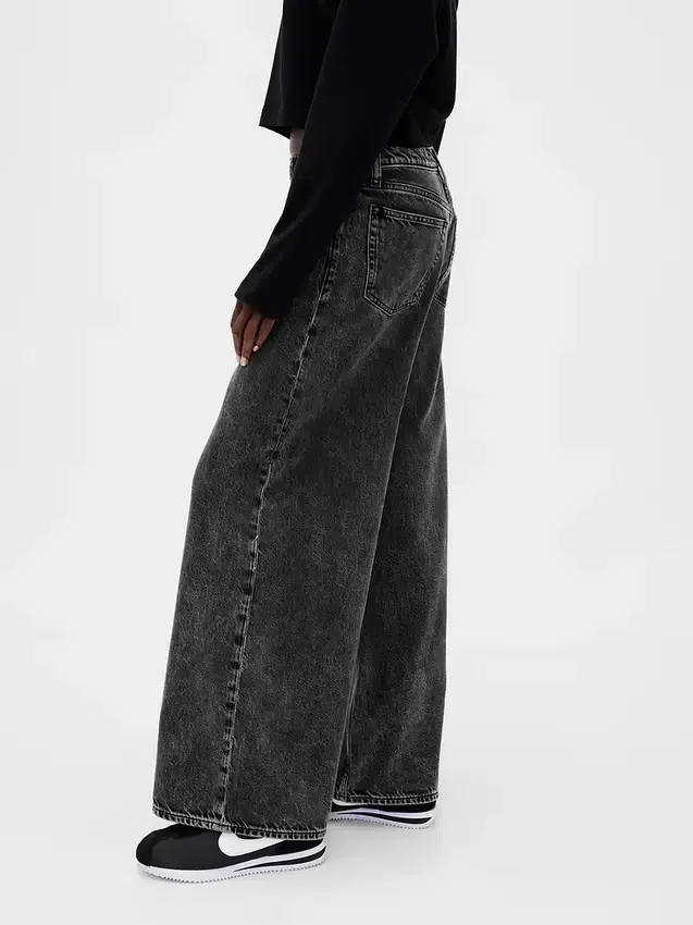 Jeans baggy ultra-doux à taille mi-haute