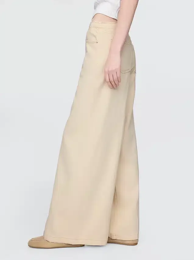 Jeans baggy ultra-doux à taille mi-haute