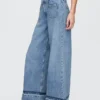 Jeans baggy ultra-doux à taille mi-haute
