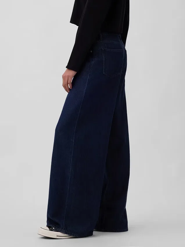 Jeans baggy ultra-doux à taille mi-haute