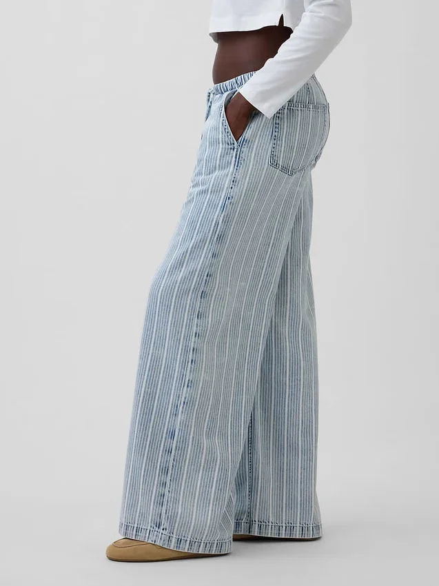 Jeans baggy ultra-doux à taille mi-haute