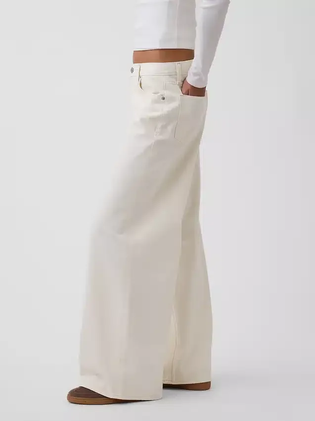 Jeans baggy ultra-doux à taille mi-haute