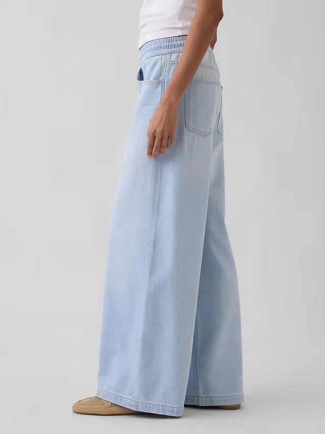 Jeans baggy ultra-doux à taille mi-haute