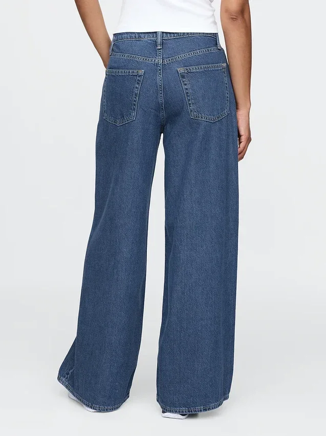 Jeans baggy ultra-doux à taille mi-haute