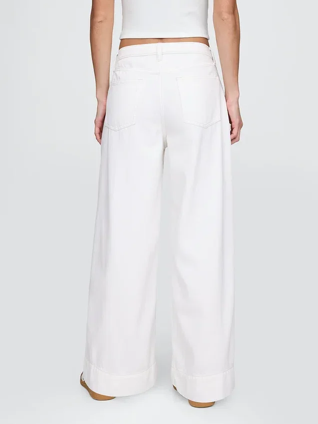 Jeans baggy ultra-doux à taille mi-haute