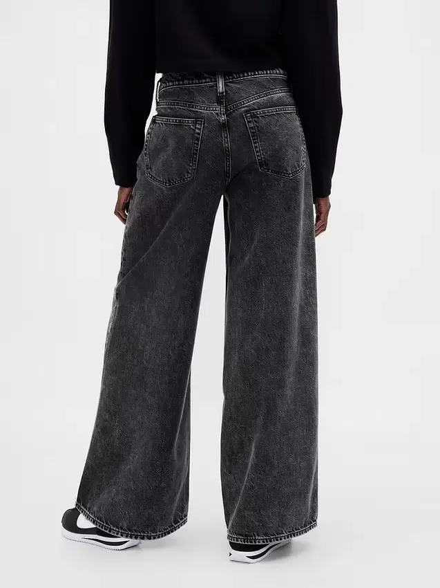 Jeans baggy ultra-doux à taille mi-haute