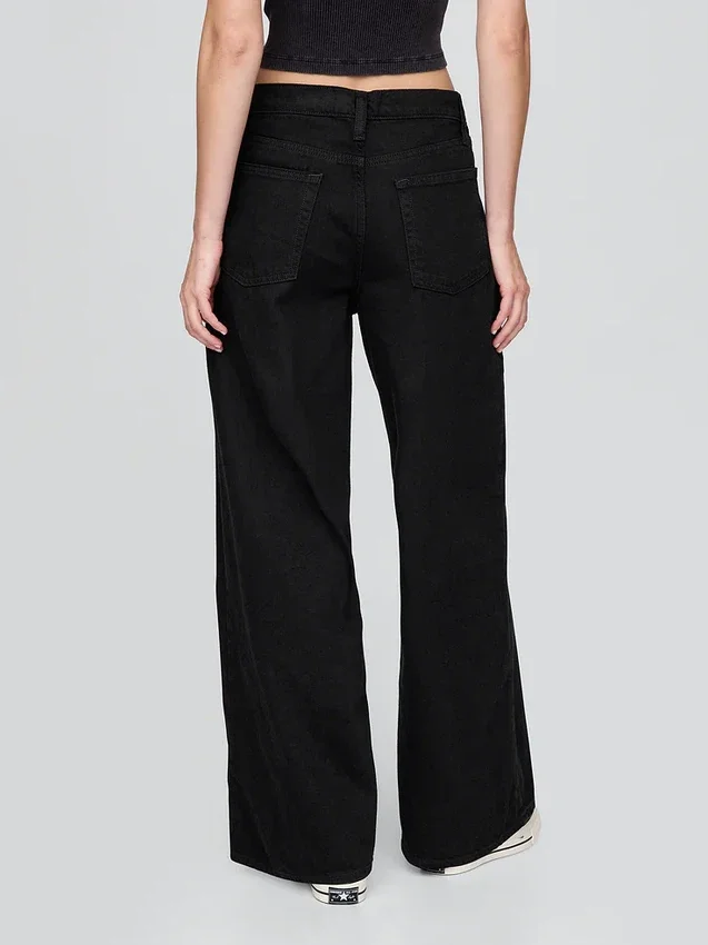Jeans baggy ultra-doux à taille mi-haute