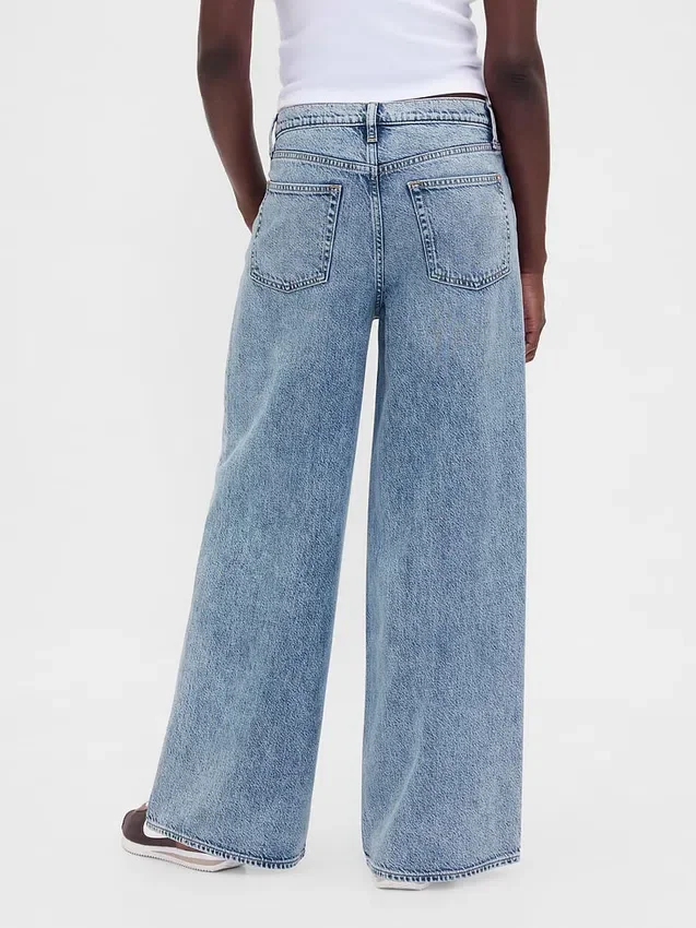 Jeans baggy ultra-doux à taille mi-haute