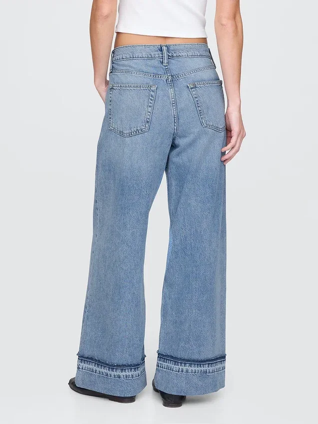 Jeans baggy ultra-doux à taille mi-haute