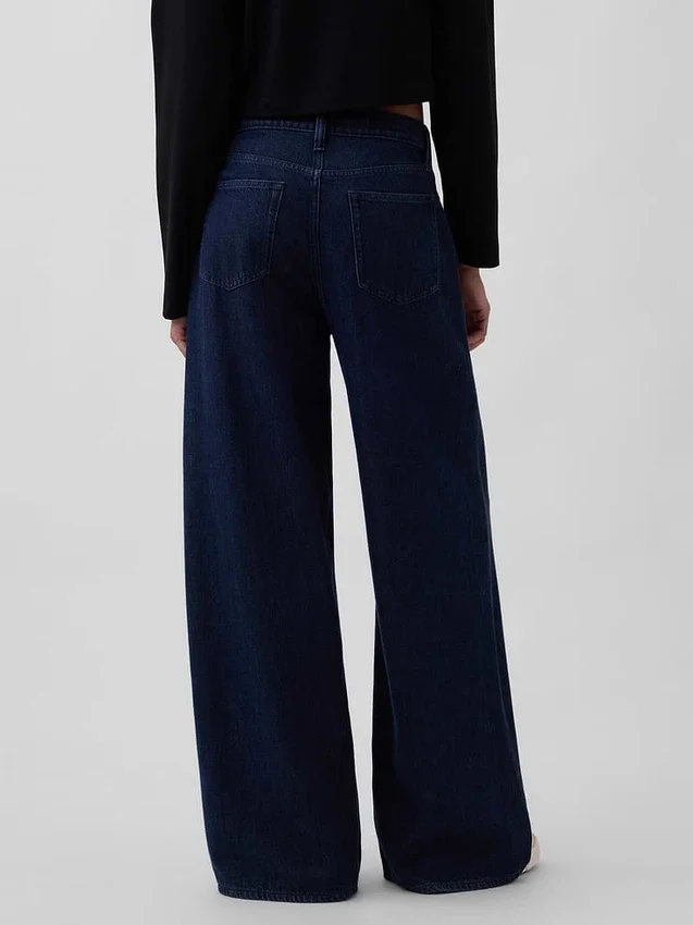Jeans baggy ultra-doux à taille mi-haute