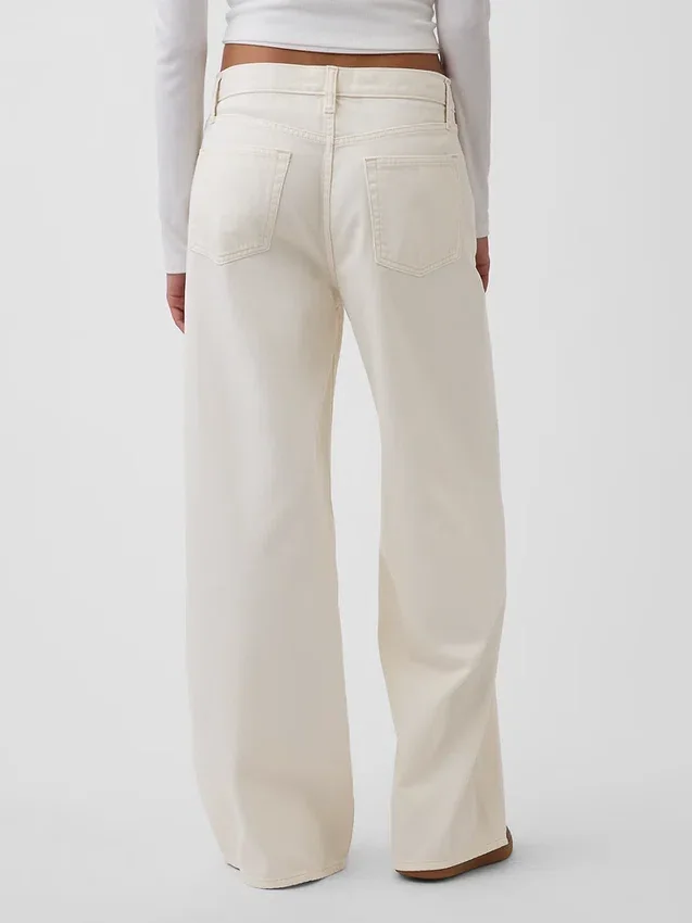 Jeans baggy ultra-doux à taille mi-haute