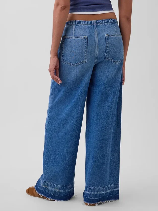 Jeans baggy ultra-doux à taille mi-haute