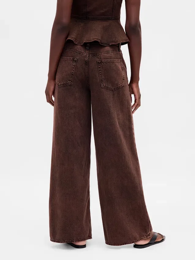 Jeans baggy ultra-doux à taille mi-haute