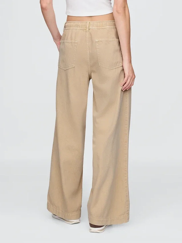Jeans baggy ultra-doux à taille mi-haute