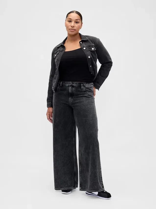 Jeans baggy ultra-doux à taille mi-haute