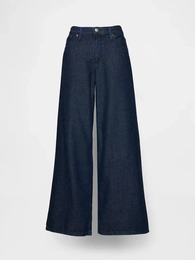 Jeans baggy ultra-doux à taille mi-haute