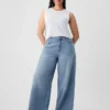 Jeans baggy ultra-doux à taille mi-haute