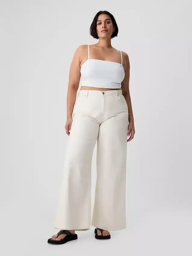 Jeans baggy ultra-doux à taille mi-haute