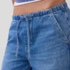 Jeans baggy ultra-doux à taille mi-haute