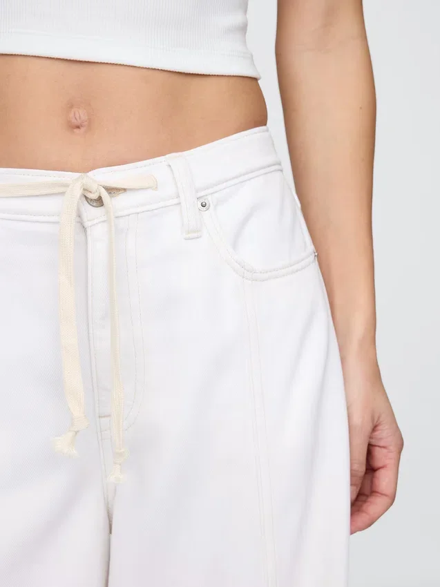 Jeans baggy ultra-doux à taille mi-haute