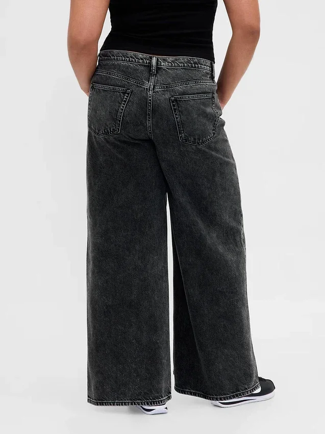 Jeans baggy ultra-doux à taille mi-haute