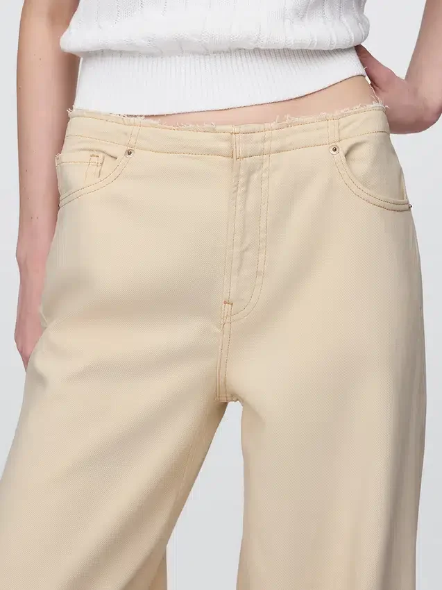 Jeans baggy ultra-doux à taille mi-haute