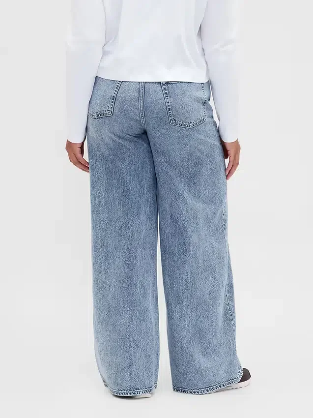 Jeans baggy ultra-doux à taille mi-haute