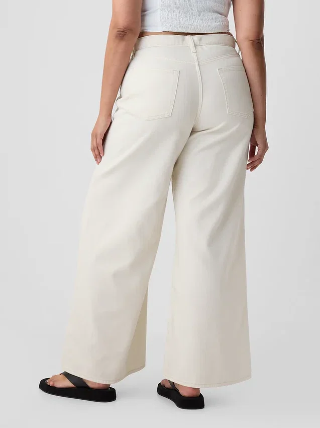 Jeans baggy ultra-doux à taille mi-haute