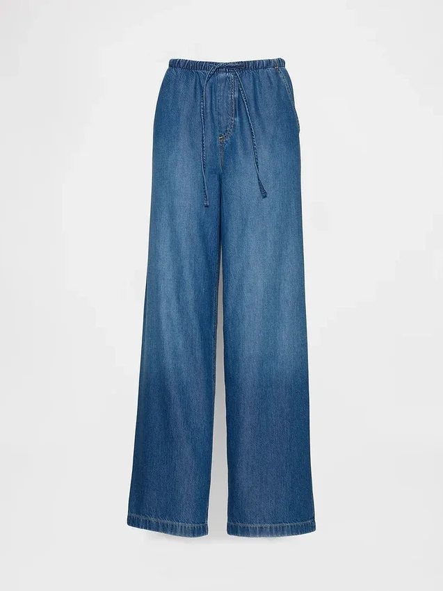 Jeans baggy ultra-doux à taille mi-haute