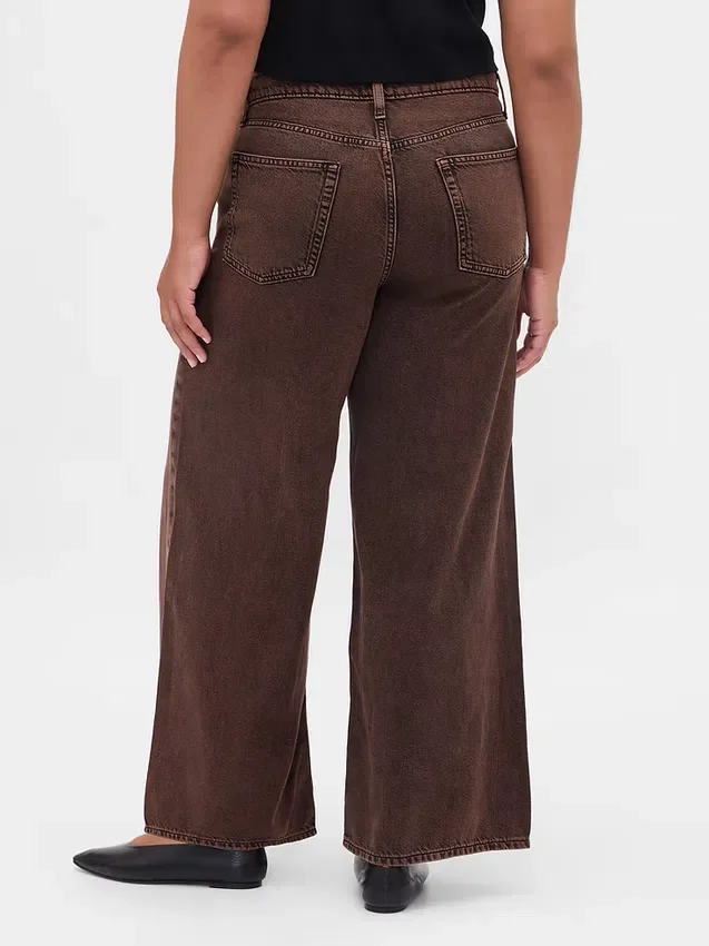 Jeans baggy ultra-doux à taille mi-haute