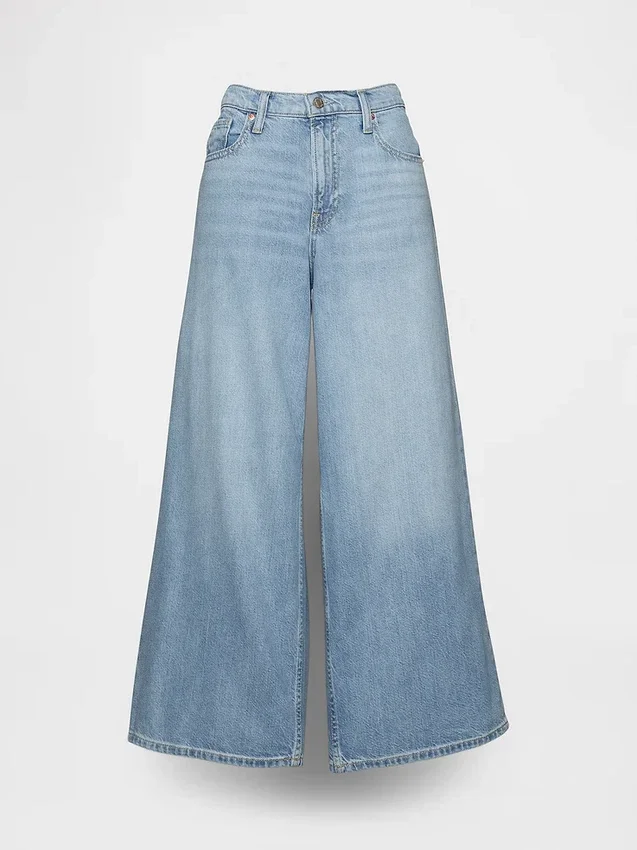 Jeans baggy ultra-doux à taille mi-haute