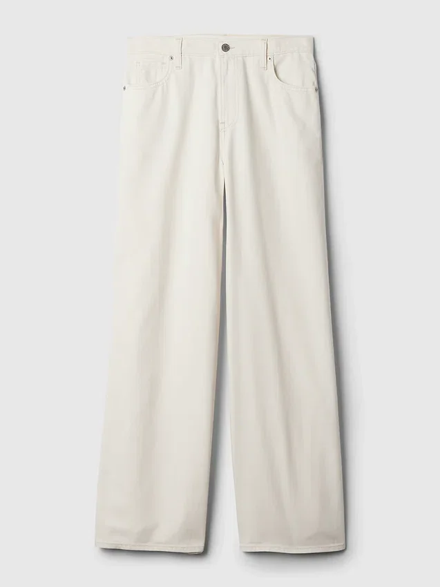 Jeans baggy ultra-doux à taille mi-haute