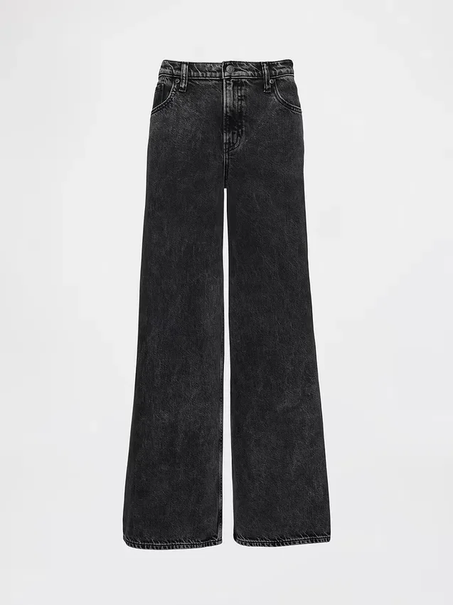 Jeans baggy ultra-doux à taille mi-haute