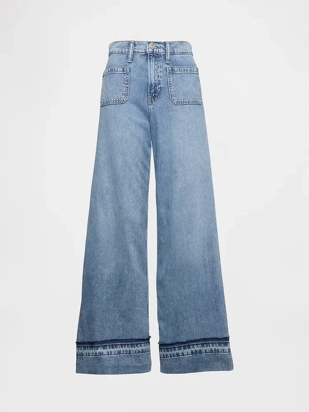 Jeans baggy ultra-doux à taille mi-haute