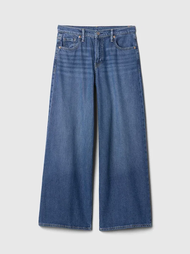 Jeans baggy ultra-doux à taille mi-haute