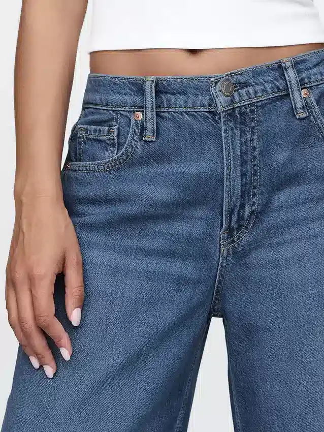 Jeans baggy ultra-doux à taille mi-haute