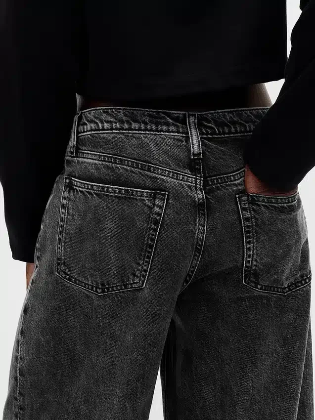Jeans baggy ultra-doux à taille mi-haute