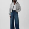 Jeans baggy ultra-doux à taille mi-haute et boucle