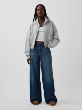 Jeans baggy ultra-doux à taille mi-haute et boucle